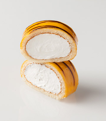 Cream and egg yolk swiss roll