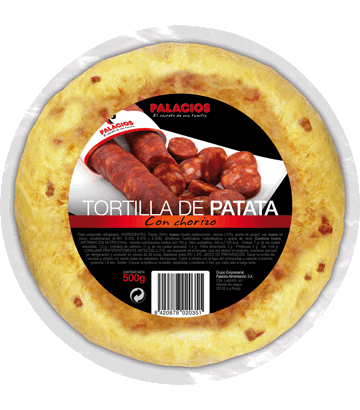 Medium potato omelette with chorizo 500g